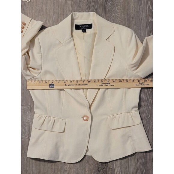Signature By Larry Levine Women’s Cream One Button Blazer Jacket Size 8 - Picture 5 of 10